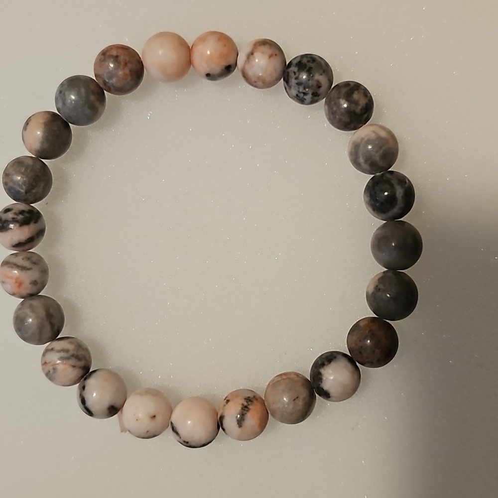 Pink Zibra Jasper Beaded Bracelet